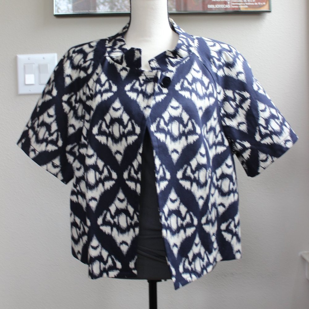 Navy and White Patterned Women's Jacket